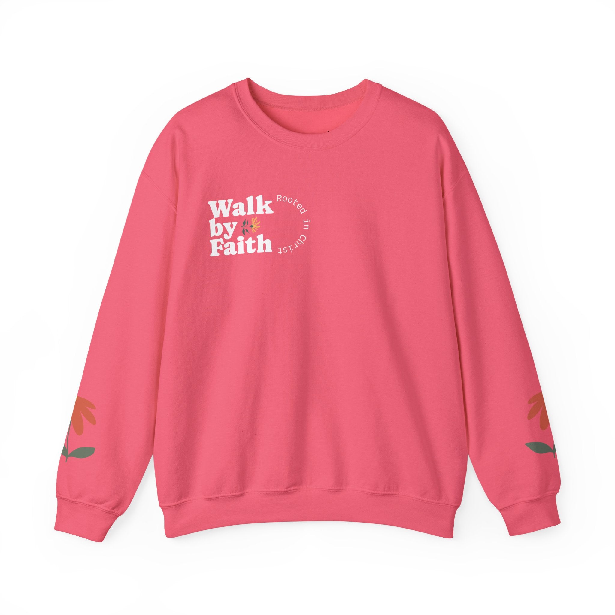 Walk by Faith sweatshirt | Floral sleeve crewneck