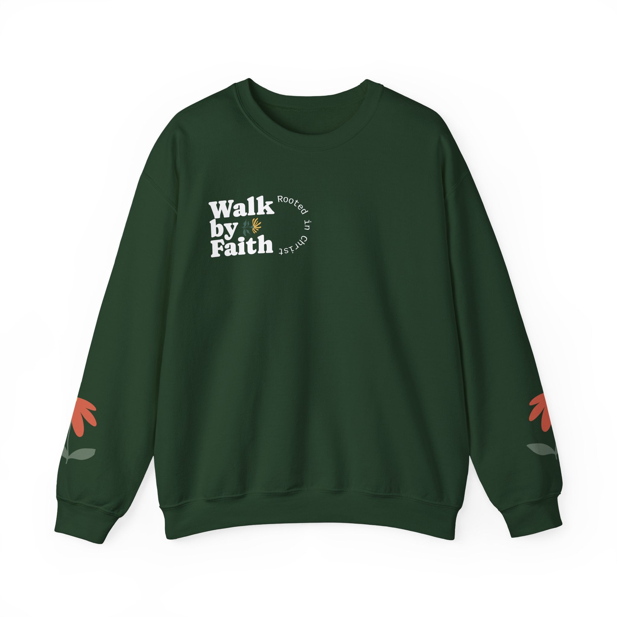 Walk by Faith sweatshirt | Floral sleeve crewneck