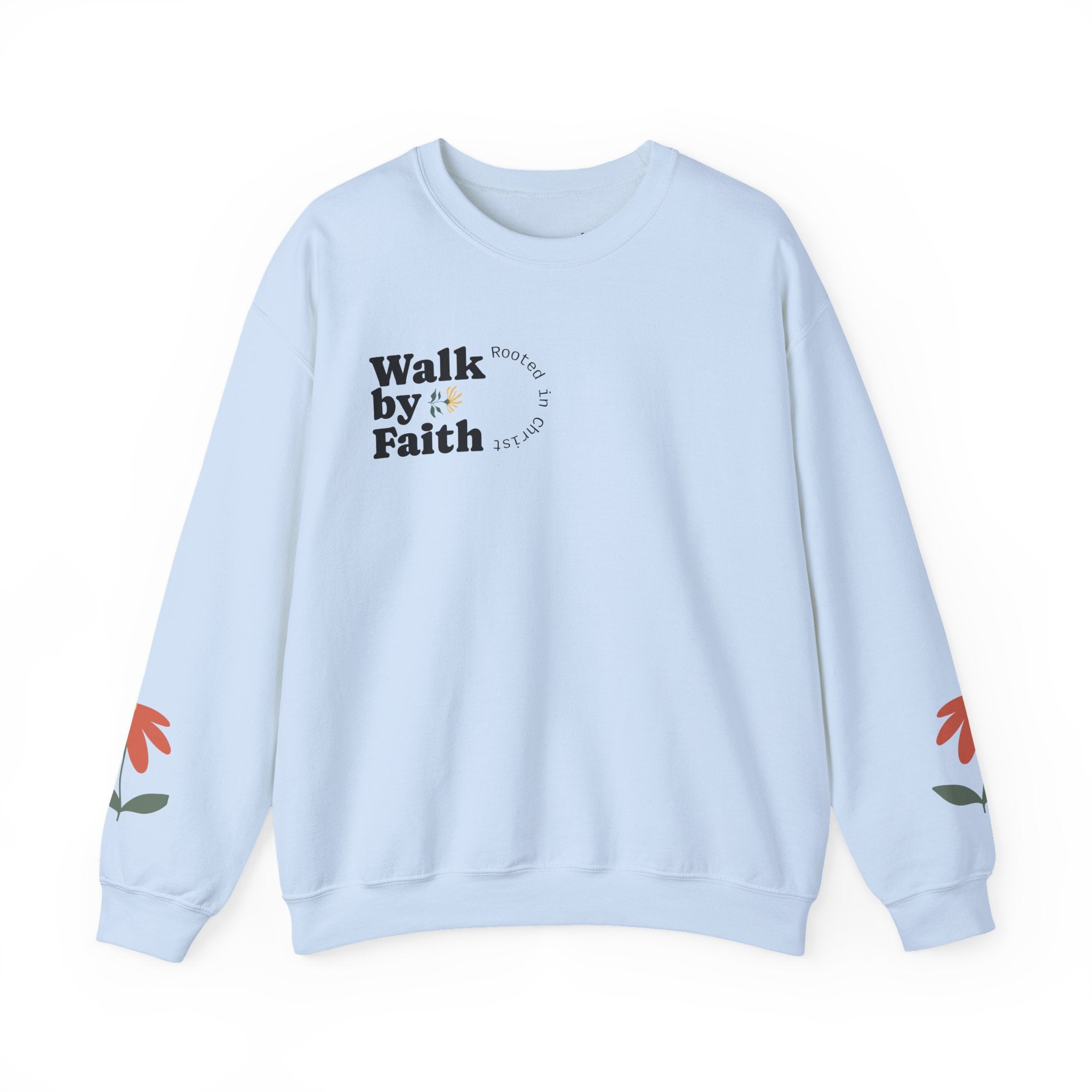 Walk by Faith sweatshirt | Floral sleeve crewneck