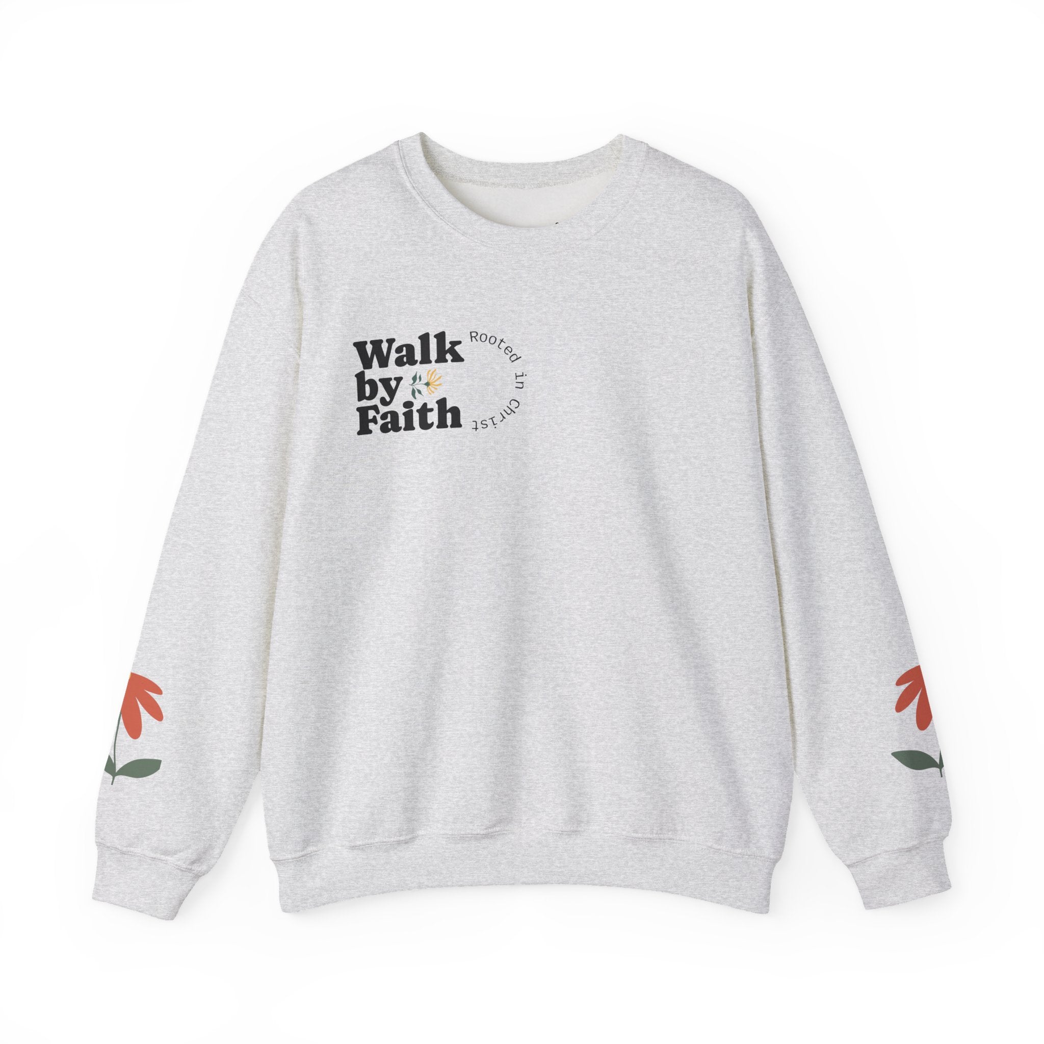 Walk by Faith sweatshirt | Floral sleeve crewneck