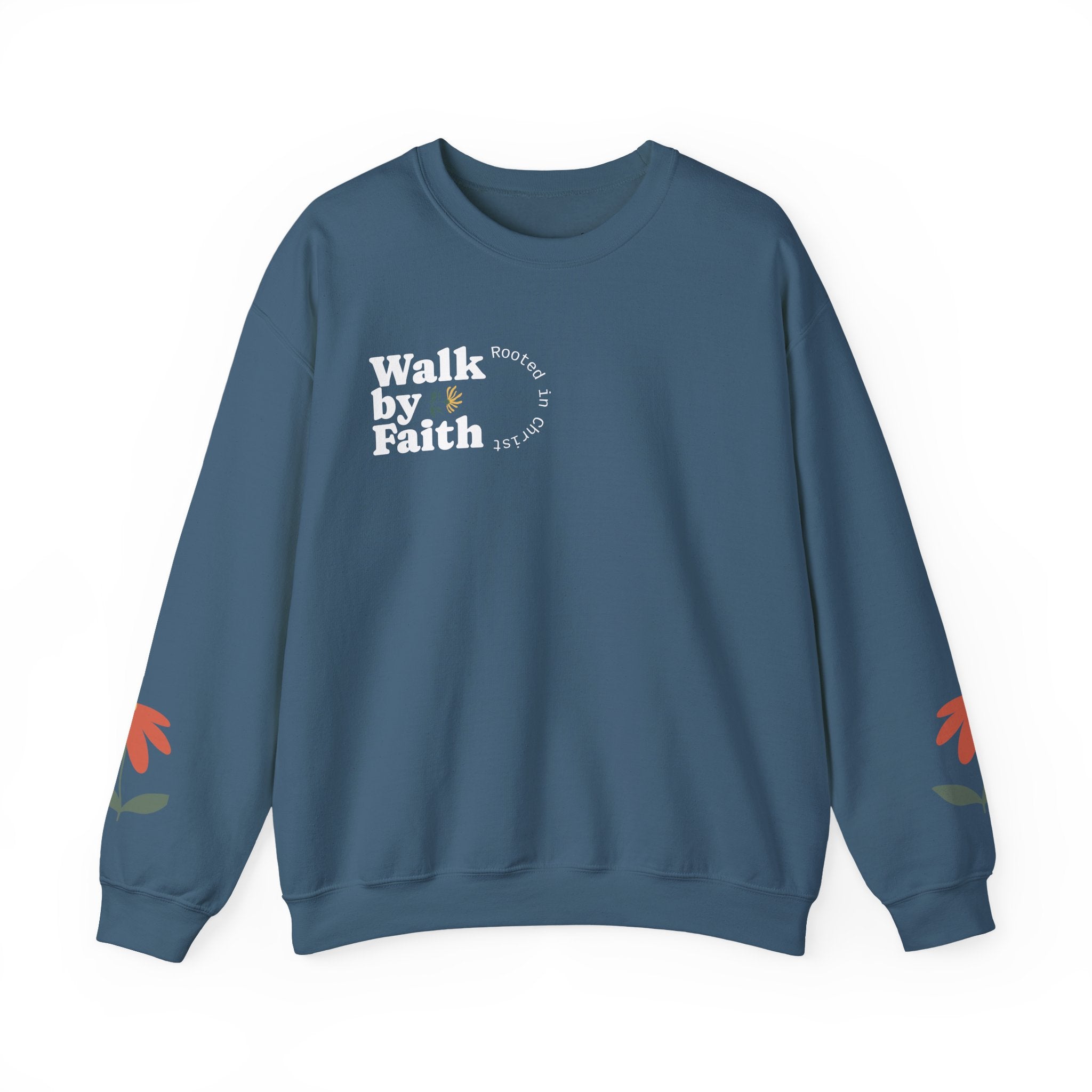 Walk by Faith sweatshirt | Floral sleeve crewneck